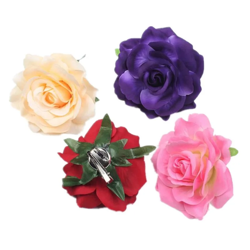 Pinzas para el Cabello con Flores de Rosa Roja, Horquillas Florales de Flamenco, Accesorios para el Cabello de Novia, Diadema DIY para Fiestas, Accesorios para el Cabello para Mujer