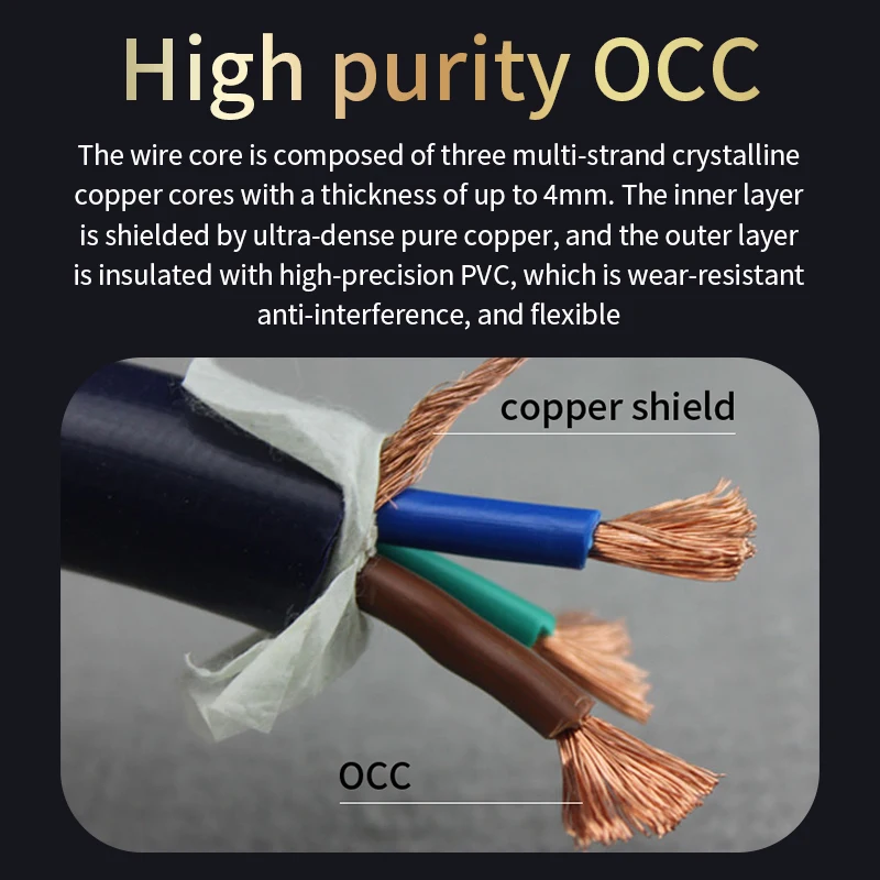 Шнур питания переменного тока Высококачественная вилка питания из чистой меди HIFI Шнур питания стандарта ЕС Schuko 2,0 м HIFI Стандартный шнур питания США