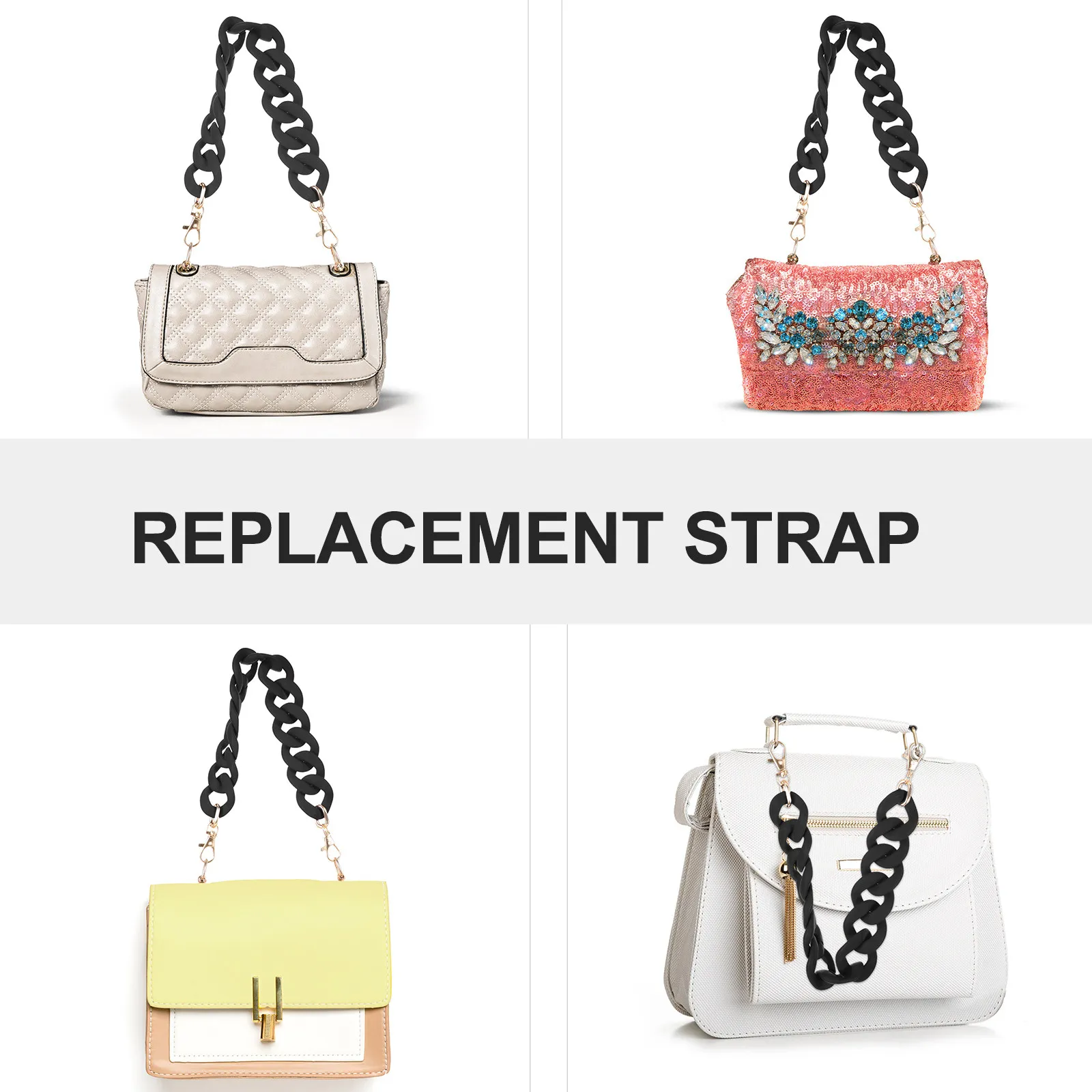 Stylish Detachable Bag Chain Strap for DIY Clutches Mini Handbags Creative Fashion Accessory Lightweight Sturdy Bag Decor Chain