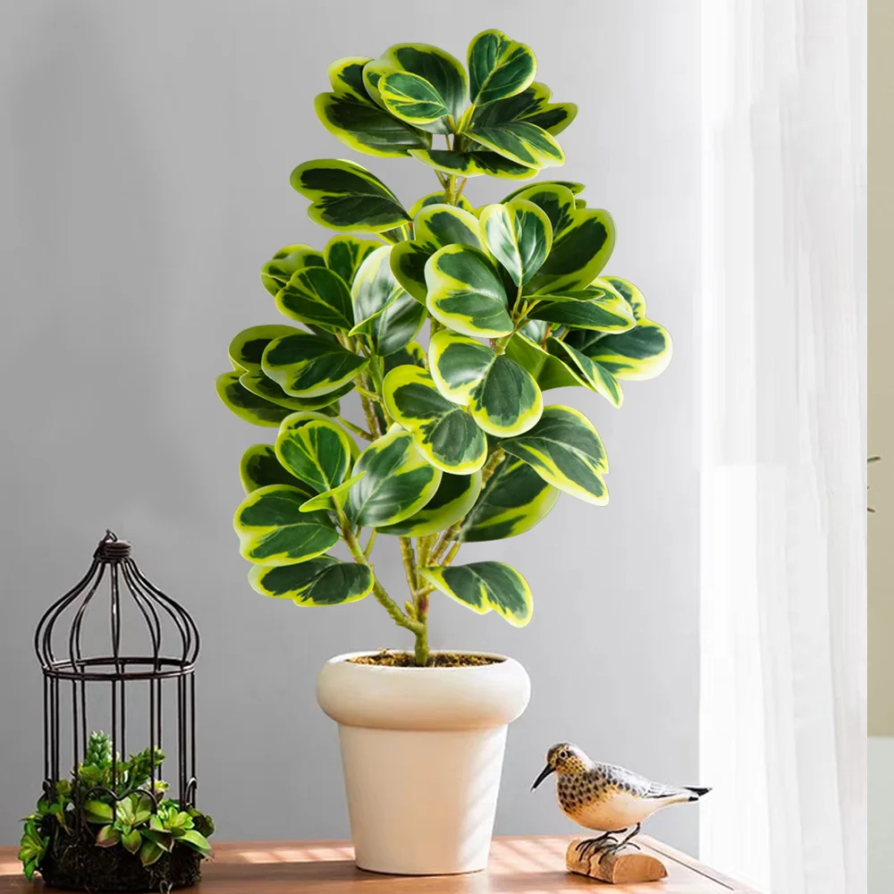 20–37 cm künstlicher Herzblatt-Ficus-Baum, gefälschte Banyan-Baumblätter, Kunststoff-Gummi-Zweig für Zuhause, Büro, Balkon, Garten, Dekoration – Detail 1
