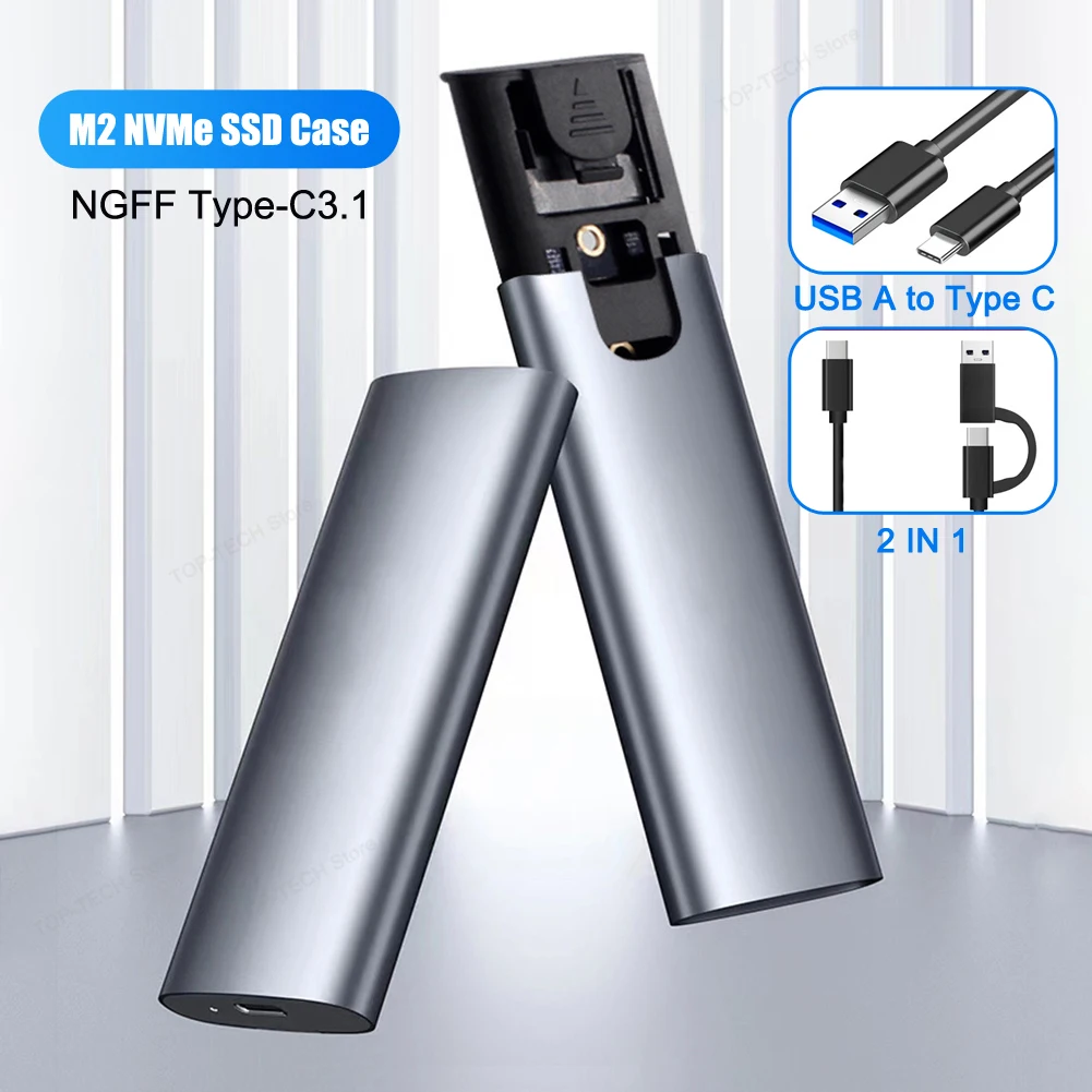 

M2 NVMe SSD Case 10Gbps HDD Box M.2 NGFF SSD to USB 3.1 Enclosure SATA NGFF Type-A to Type-C Cable for M.2 SSD 2230 2260 2280