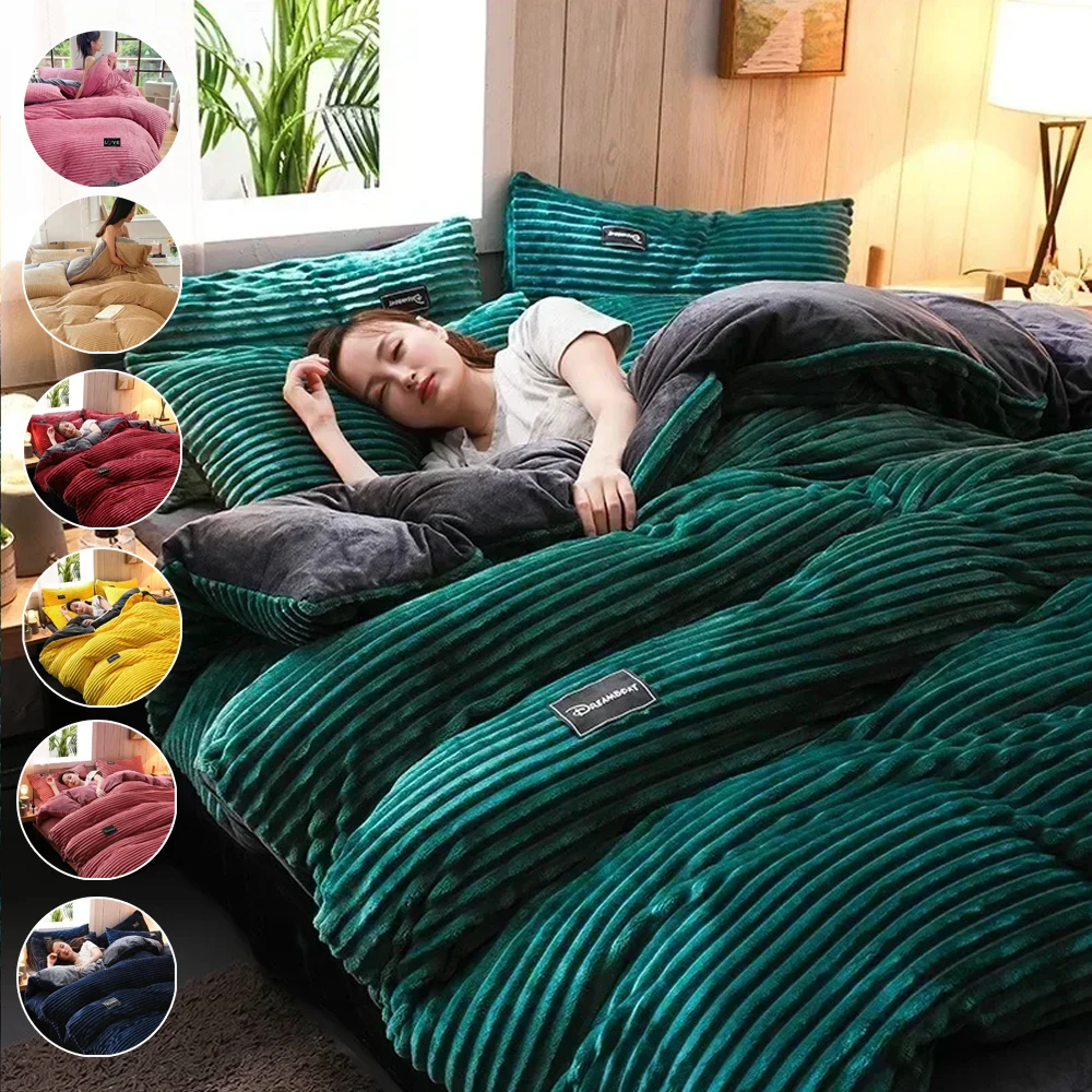 

Velvet Duvet Cover Warm Thick Bed Quilt Cover Double Bed Skin-friendly Bedding Funda Nórdica 150x200 Funda Duvet 겨울용 따뜻한 이불 커버
