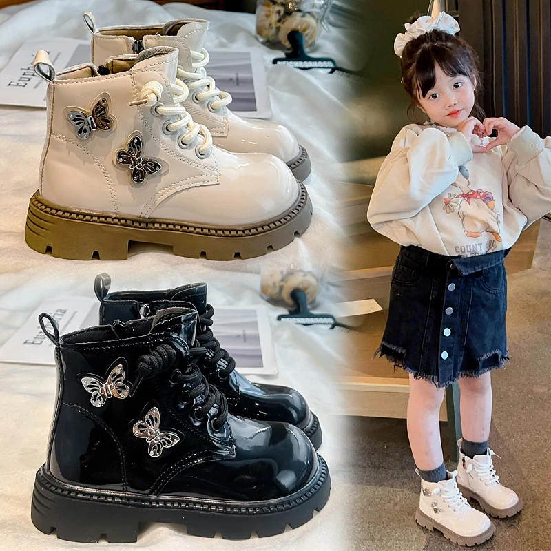 

Осенние ботинки для девочек 2024, новые модные зимние ботинки, универсальные противоскользящие простые ботильоны, модная повседневная детская обувь принцессы для милых девочек