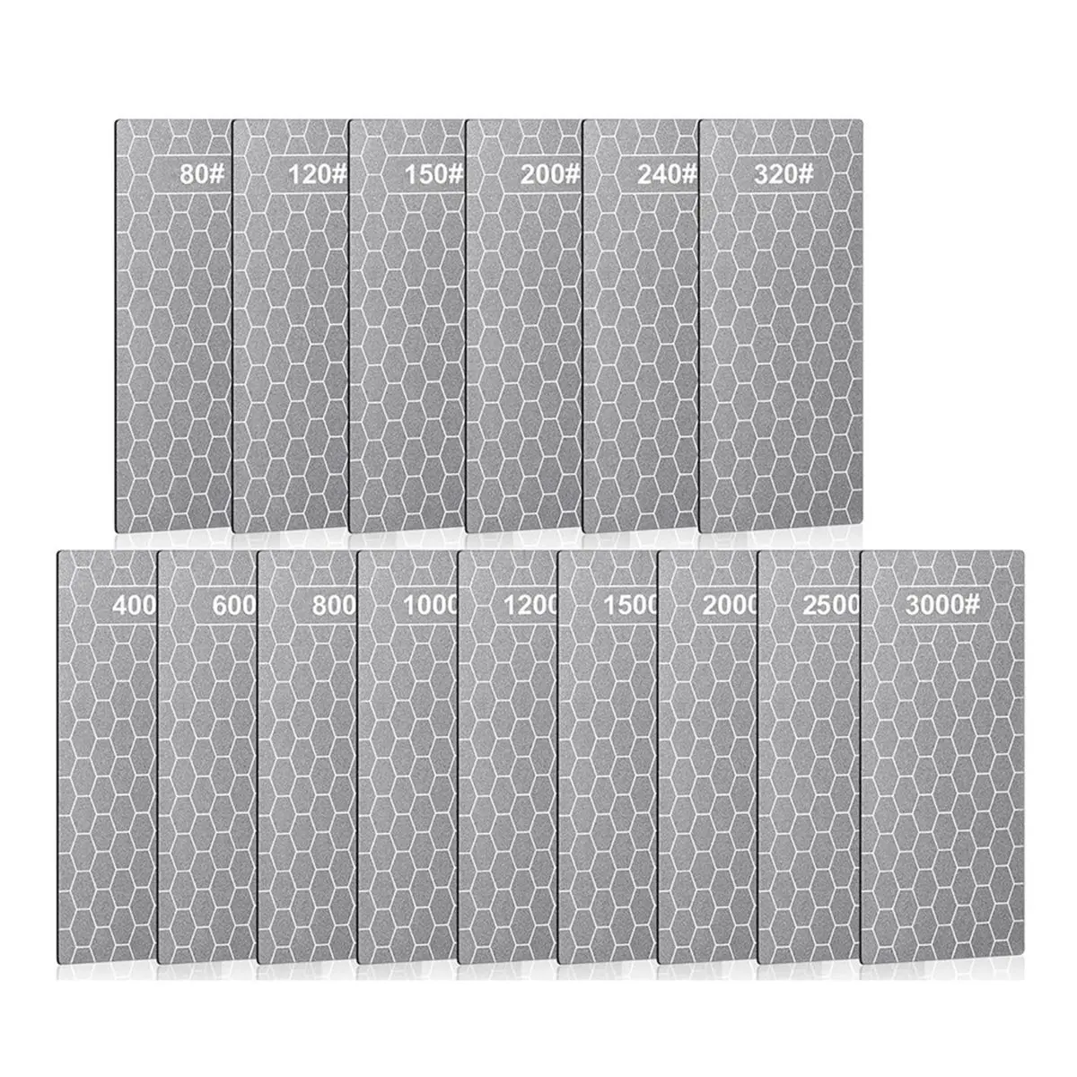 Budget-Friendly-15Pcs Sharpening Stone, Lapping Plate with Extra Fine/Medium/Coarse Plate and Non-Slip Base 80-3000 Grit
