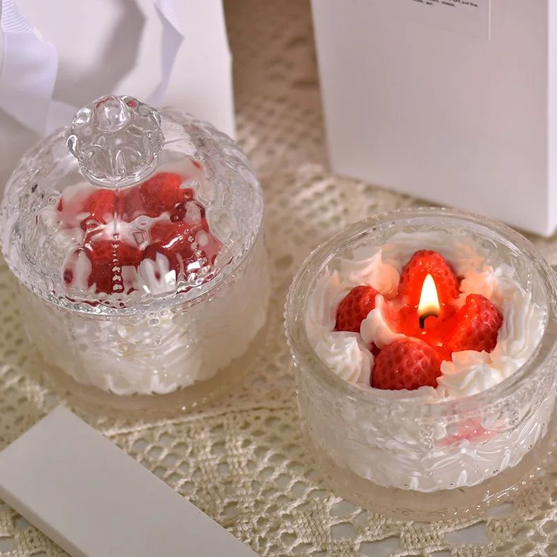 Ins High Beauty Aroma Diffuser, Strawberry Cake, Aromatherapy Candles, Glass Cap, Candle Stick, Valentine's Day Gift, Friend