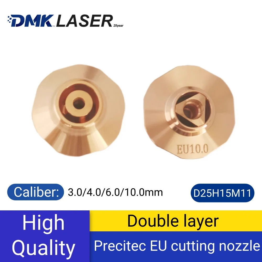 DMK EU Series Laser Cutting Nozzle D25 M11 H15 double layer high power Laser cutting machine accessories for Precitec HSG Bodor