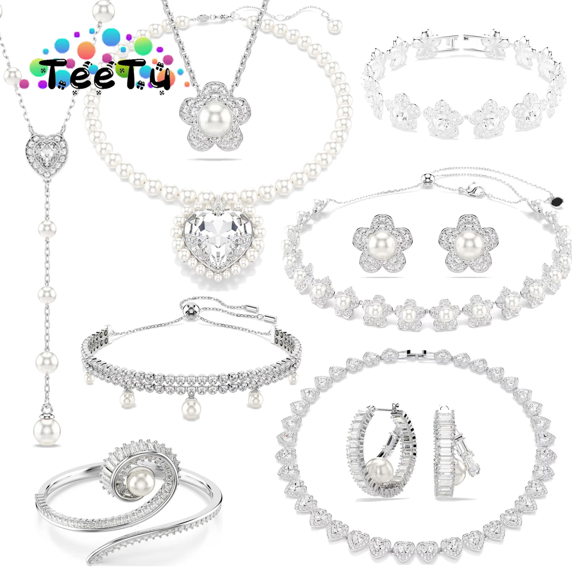 

2026 New Trend Original Wedding Luxury Crystal Set Charm Silver Love Talisman Crystal Pendant Fashion Necklace Earring for Women