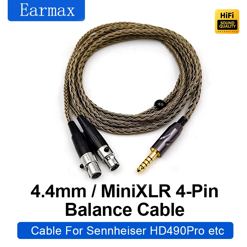 For Sennheiser HD490 Pro Plus Replaceable 4.4mm Jinbao Single Crystal Copper Balance Wire Four Pin MINI XLR Upgrade Cable