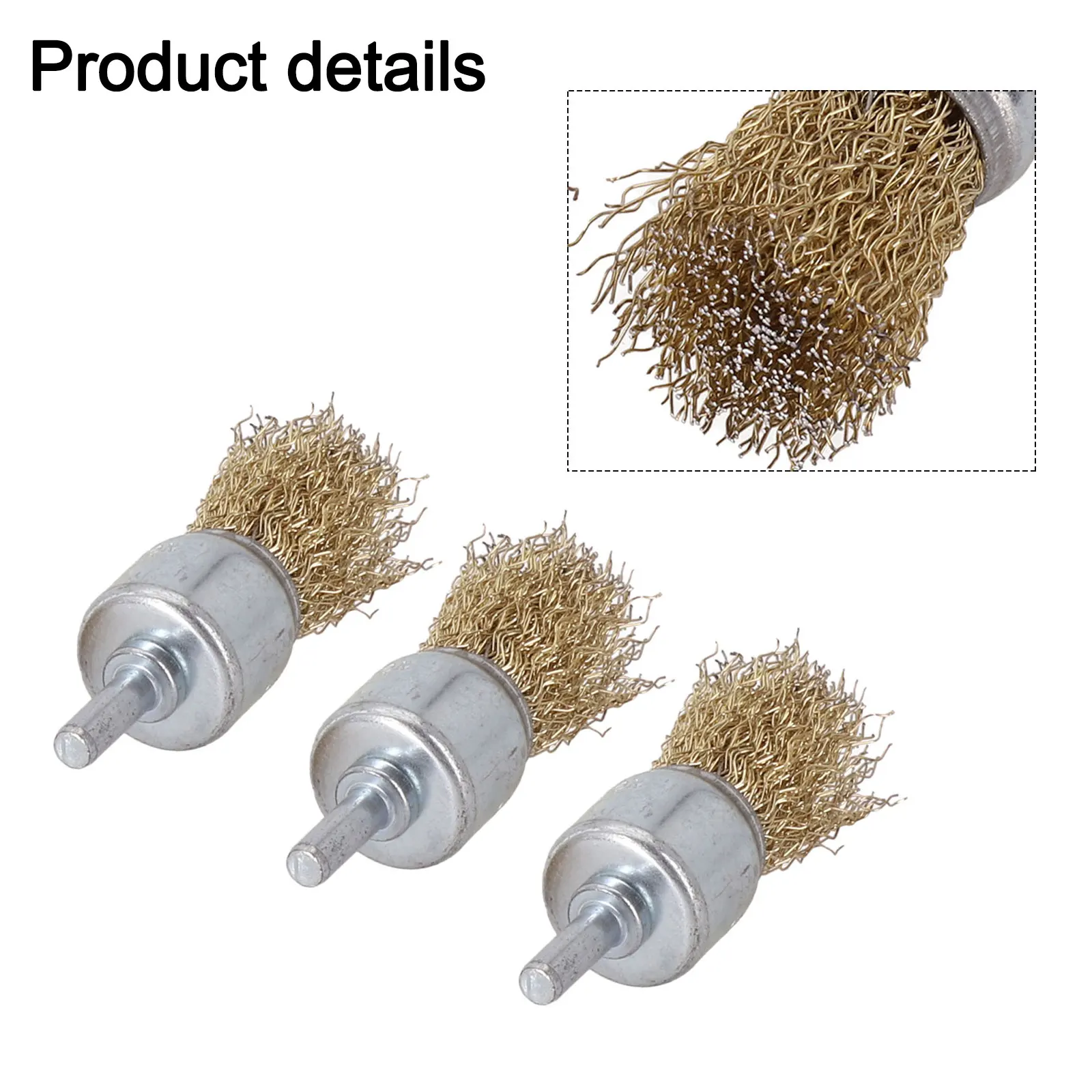 25mm Brass Wire Brush 3pcs End Wire Brushes 6mm Shank Crimp Cup Set For Drill Rust Removal Tool Kit Rotary Wheel New