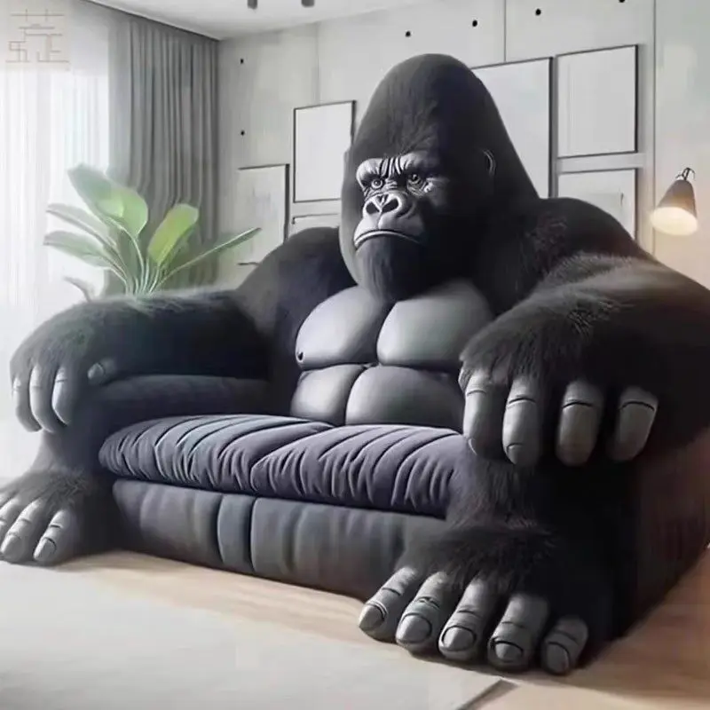 Nordic Designer Gorilla Sofa Chair Artistic Novelty Black Gorilla Accent Couch for Living Room & Statement Home Decor furniture
