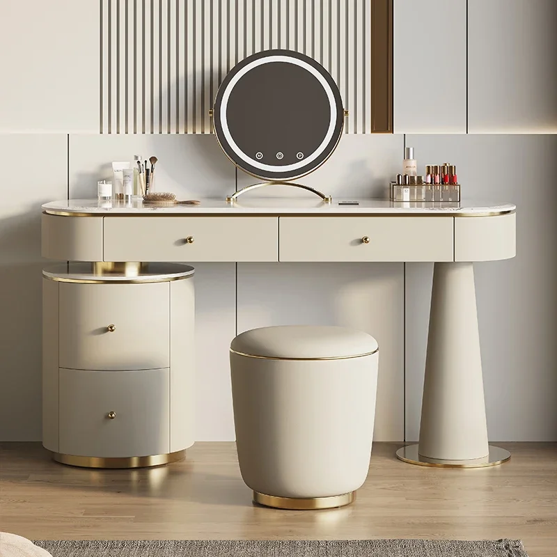 

Bedroom Furniture Drawers Storage Vanity Table Desk Makeup Luxury Light Mirror Stool Dressing Table Nordic Dressers Modern