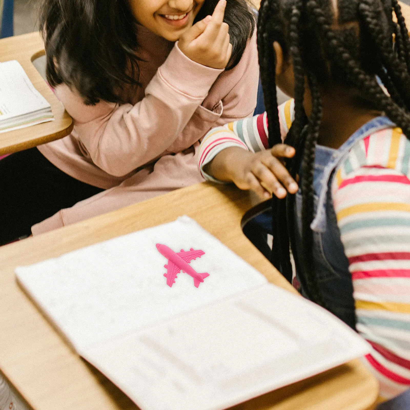 

12pcs Plane Shaped Erasers For Kids Bright Colored Rubber Pencil Erasers Supplies Assorted Color Eraser Set