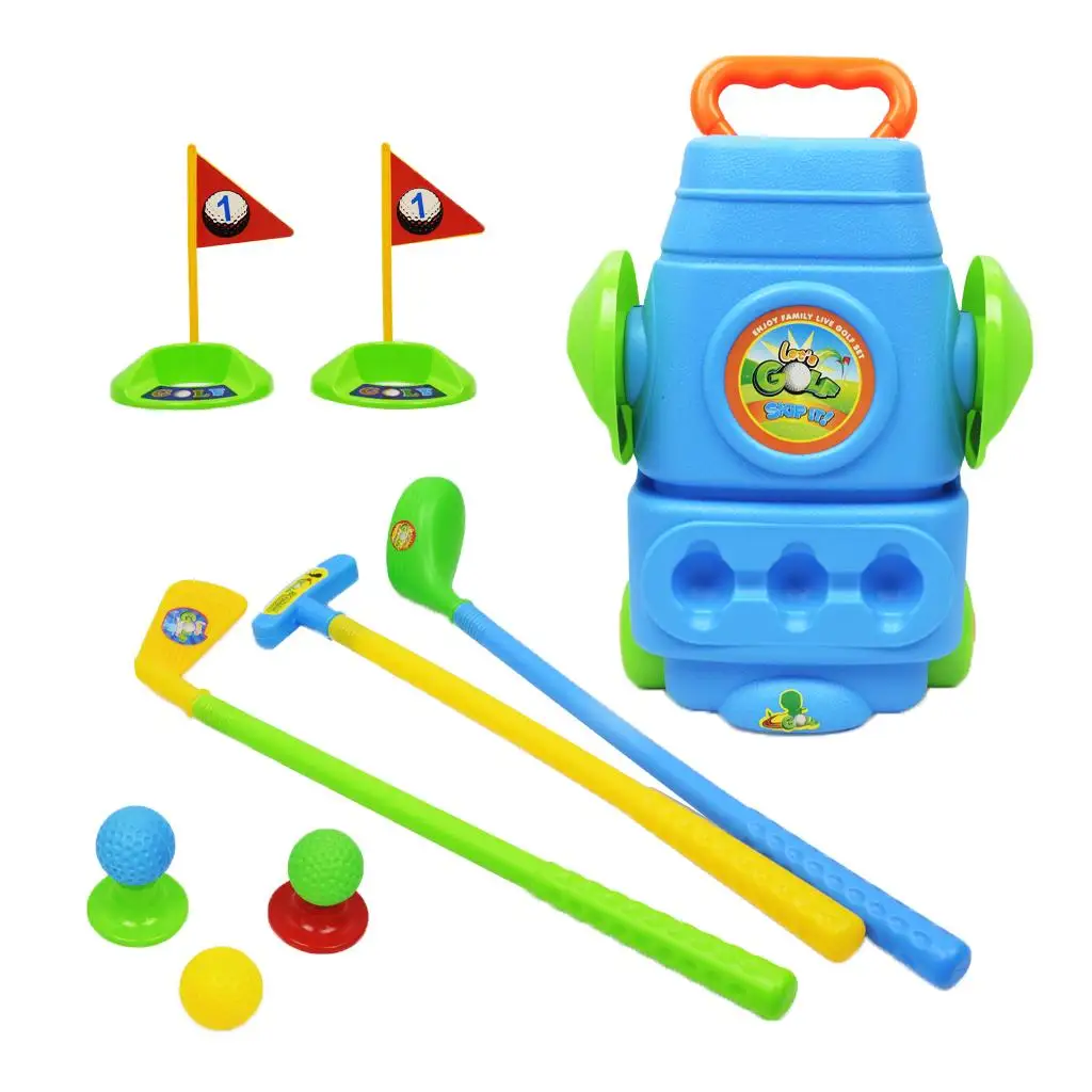 Set mainan pegolf lucu, mainan anak perkembangan dini warna biru