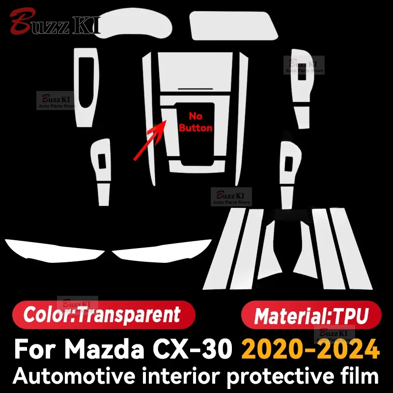

Для MAZDA CX-30 CX30 2020-2024 салон автомобиля, центральная консоль, панель коробки передач, навигация, прозрачная защитная пленка из ТПУ, защита от царапин