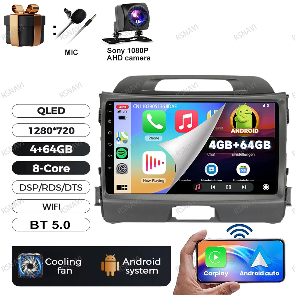Autoradio Android 15 Voor KIA Sportage 2010 2011 2012 2013 2014 2015 2016 5G WIFI Qualcomm Navigatie DSP Stereo multimedia GPS