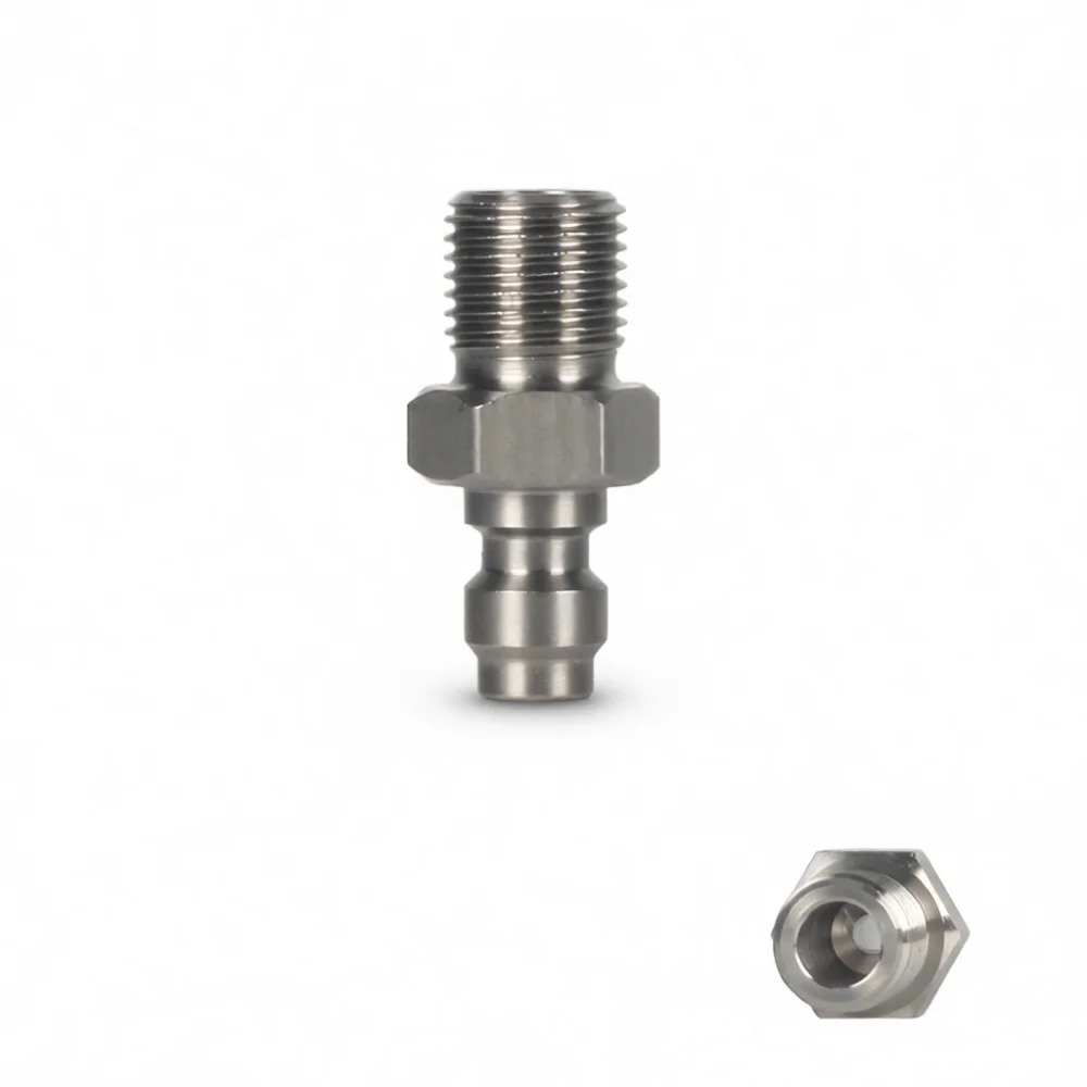8mm Quick Connector With Non Return Valve Stainless Steel High Pressure Charging Fitting M10x1 G1 8 NPT Thread Gas Tool Part