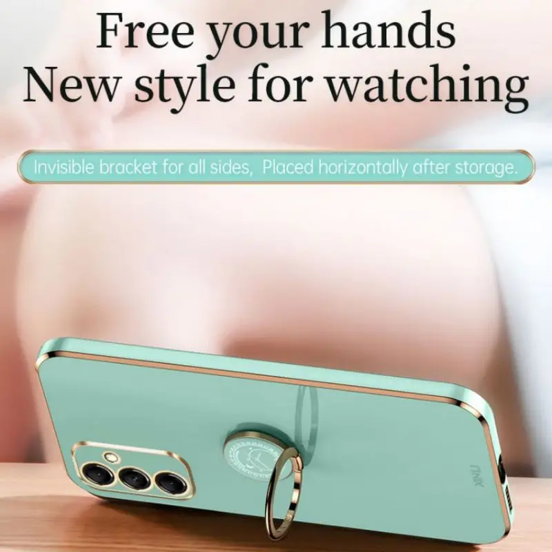 Solid Color Plating Silicone Phone Case for Samsung Galaxy A12 A22 A32 A52 A72 A13 A23 A33 A53 With Ring Soft Back Cover