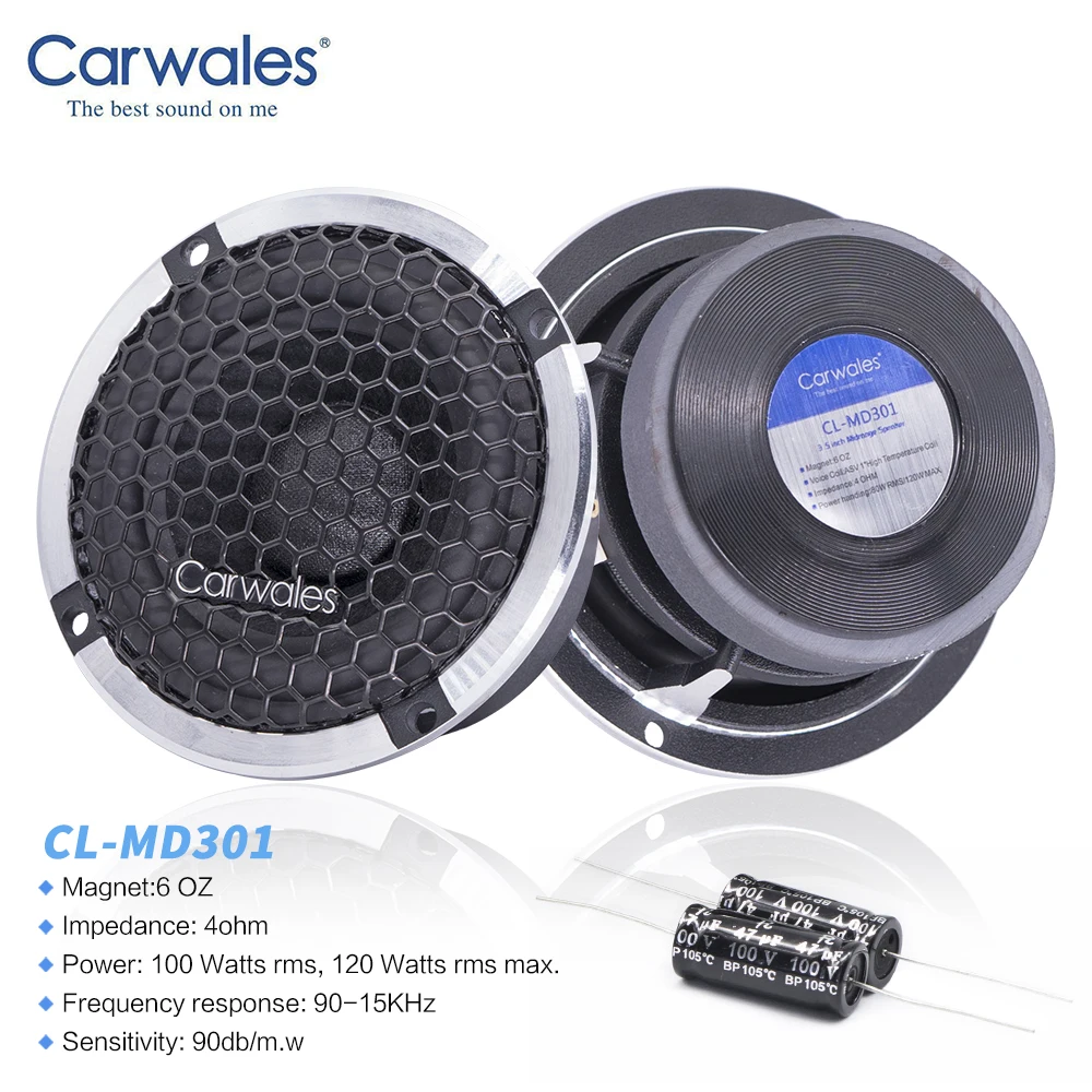 

2pcs Car 3.5 Inch Midrange Speaker Set Audio Sound System Midrange Auto Three Frequency Modified Mirspeaker Loudspeaker 90-15khz