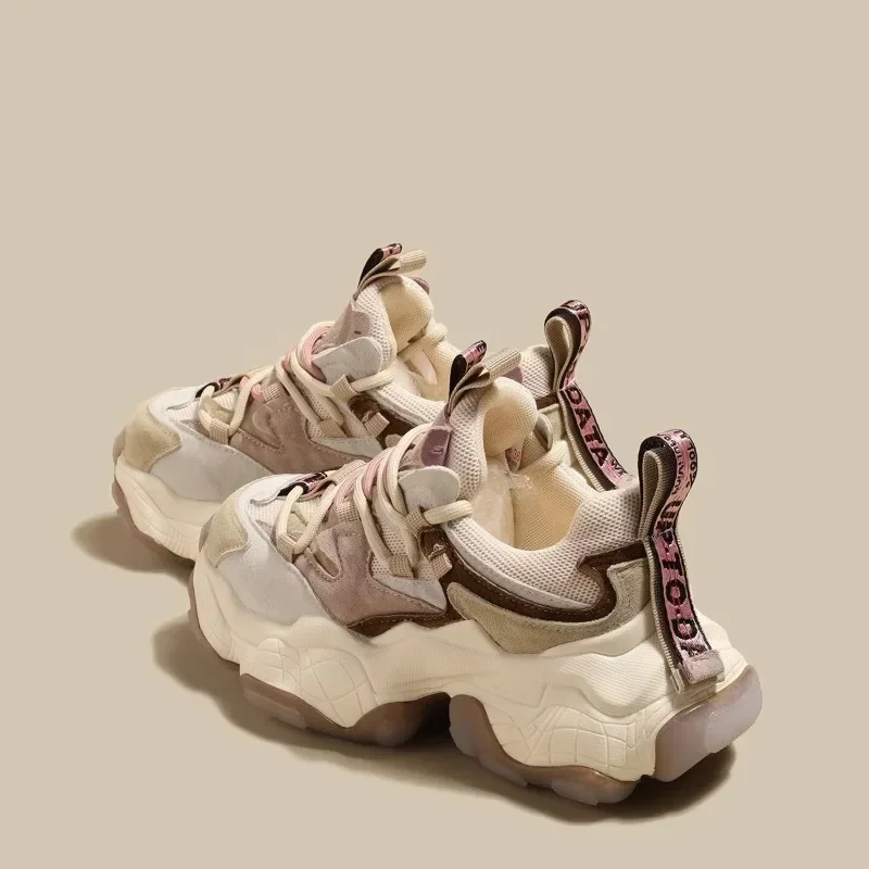 

Fashion Platform Leather Height Increasing Dad Shoes for Women Autumn Winter Women Casual Thick Soled Sneakers Shoes