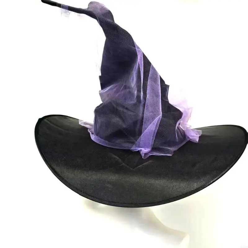 Halloween Witch Hat Bowknot Wizard for Women Girls Wizard Cosplay Trang phục Phụ kiện sáng lên Quà tặng mũ nhọn 6XDA