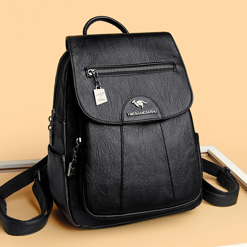 black faux leather backpacks VASCHY Women's Backpack, Mini Backpack PU Waterproof Fashion Small Casual Backpack Travel Backpack, Black, Small, way zippers consolidated with a leather puller Mini Purse Backpack For Women