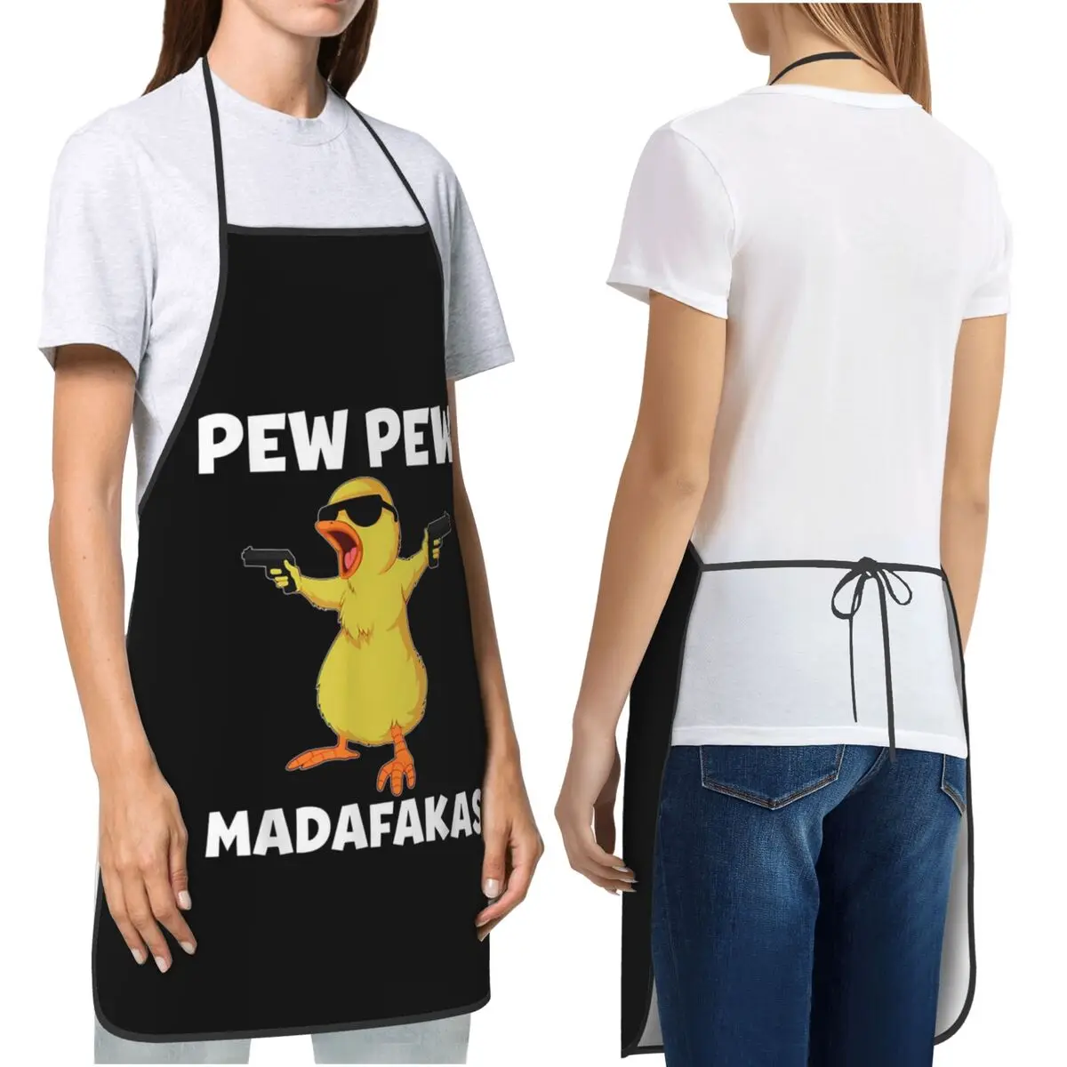 Humorous Cool Duck Pew Pew Madafakas Aprons Chef Cooking Baking Tablier Bib Kitchen Cleaning Pinafore for Women Men Gardening