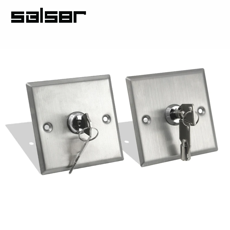 Access Control Switch Panel Mounted Stainless Steel Metal Key Rotary Selector Emergency Door 86mm Type Exit Button