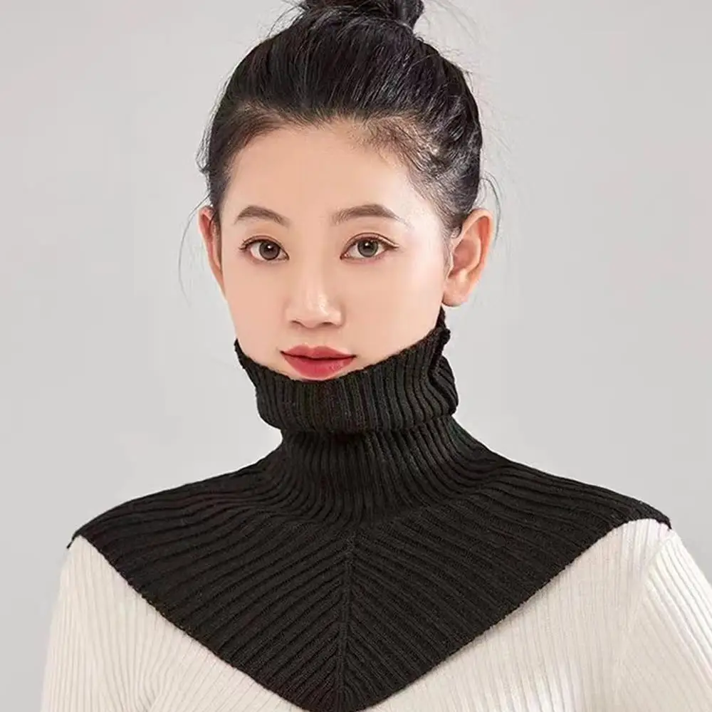 Winter Knitted Scarf Windproof Warm Collar Wrap Scarves Fake Collar Knitted Scarf Elastic Turtleneck Detachable Shirt Collars