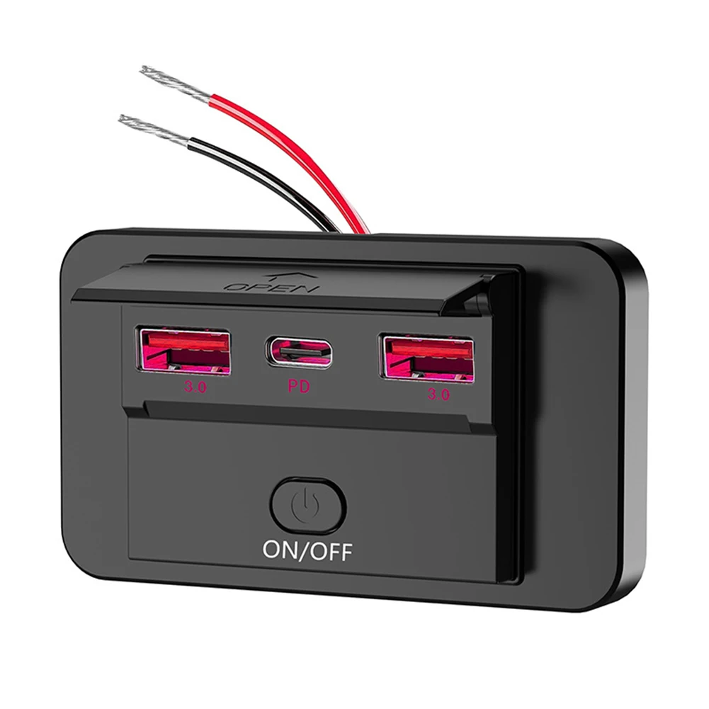 Black Wire Negative for qc3.0 for pd3.0 Charger 2 USB Interfaces Supports Car Electrical Appliances Supports Mobile Phones