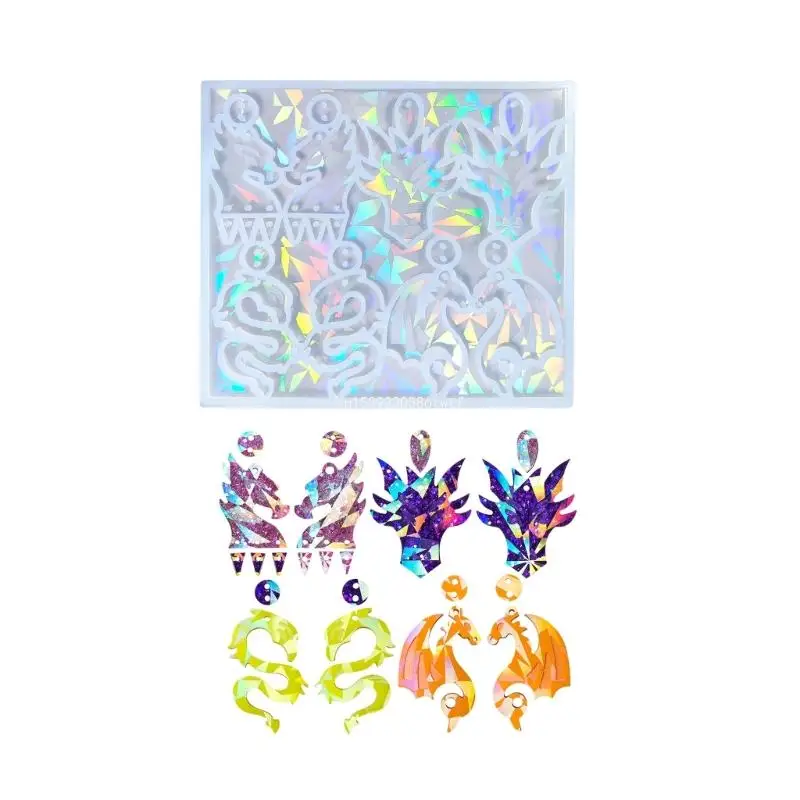 Dragon Earring Resin Mold Rainbow Light Earring Keychain Charm Mold Dropship