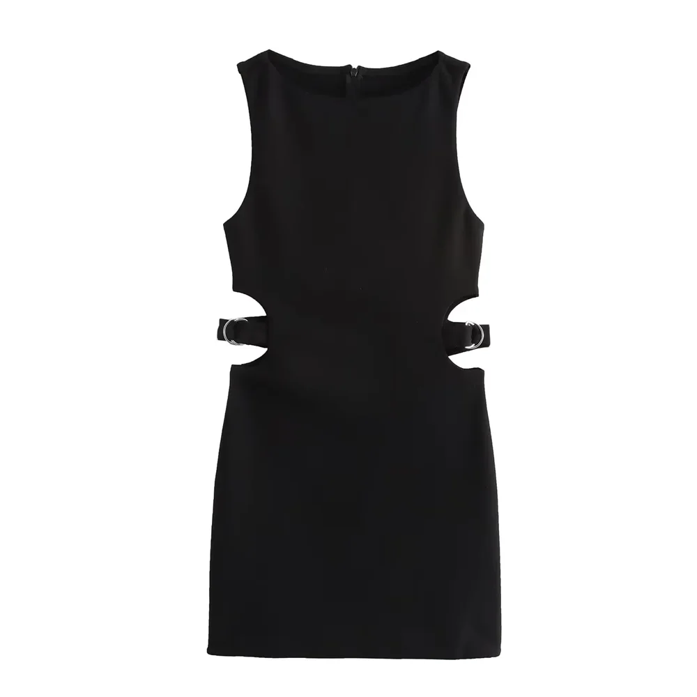 

Taop&Za 2024 open design round neck sleeveless slim fit temperament dress short skirt little black dress for women