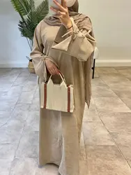 Ramadan Bow-knot Dubai Abaya Dress Luxury Corduroy Arabic Muslim Women Modest Clothing Islam Party Kaftan Fashion Turkey Robe
