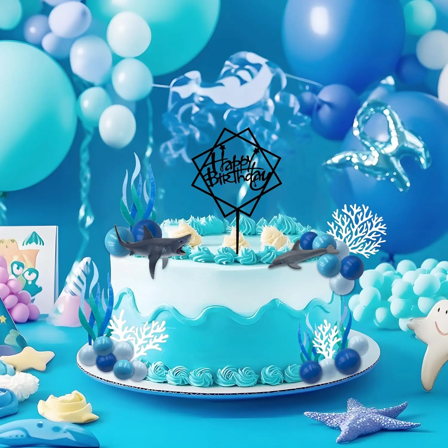 18er-Pack Hai-Kuchenaufsätze für die Angriffs-Meeresbewohner, Dekor, Ozean-Thema, Cupcake-Picks für Geburtstagsparty, Gastgeschenke, Zubehör – Detail 9