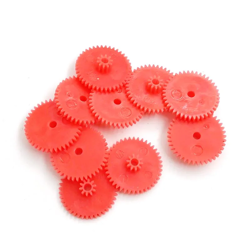 Red 40102B 0.4M 16.8mm Double-Layer Plastic Gear 40 T +10 Teeth 2.12mm Hole Stacking Motor Gears Toy Accessories