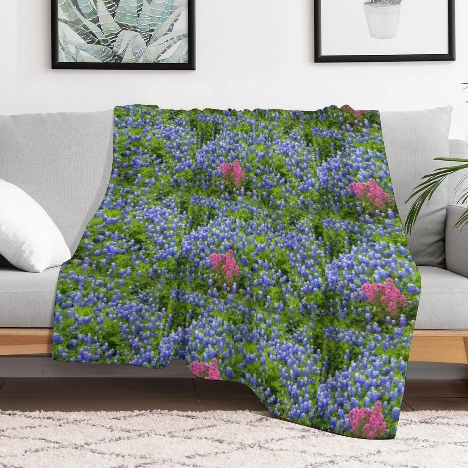 New Prairie Paintbrush and Bluebonnets Throw Blanket Personalized Gift Multi-Purpose Comforter Blankets