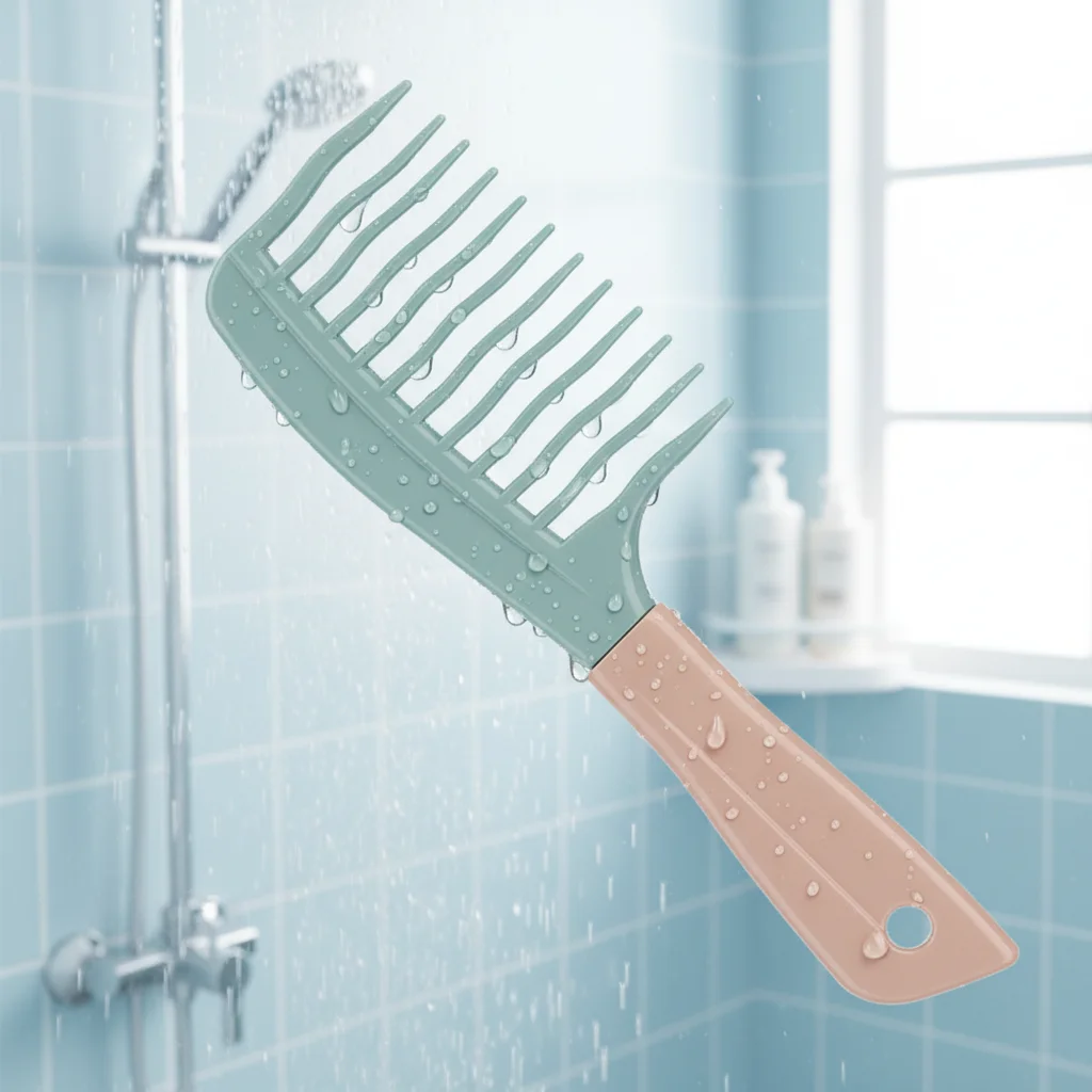 

Wide Tooth Hair Comb for Home Massage and Detangling Black 1Pc