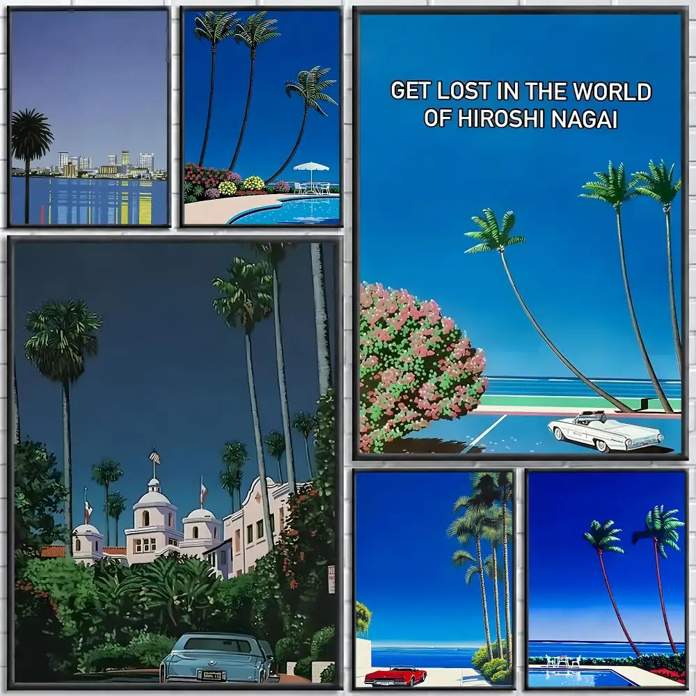 Artist H-Hiroshi N-Nagai Painting Calligraphy Stylish Canvas Poster Wall Art for Living Room Bedroom Cafe Office Decor Gift