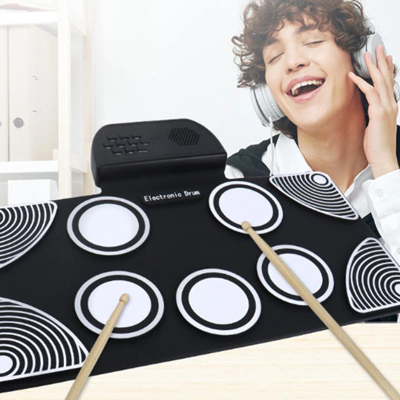 Hand Roll Electronic Drum Silicone Folding Electronic Drums Portable 9 Pads Practice Drum Set Adults Children Entry-level Drums
