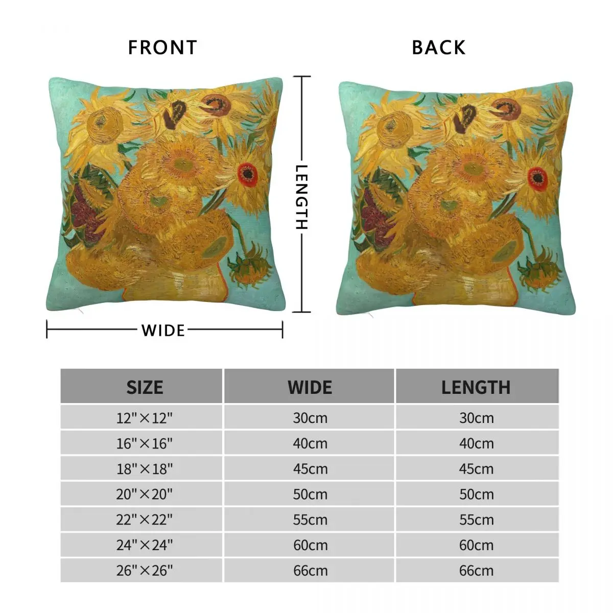 Vase With Twelve Sunflowers Van Gogh Square Pillowcase Polyester Linen Velvet Pattern Zip Decor Bed Cushion Cover 45x45