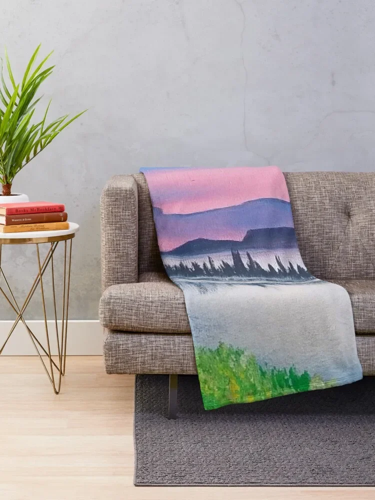 Bob Ross Inspired Painting - Island in the Wilderness Throw Blanket Fashion Sofas Hair Blankets