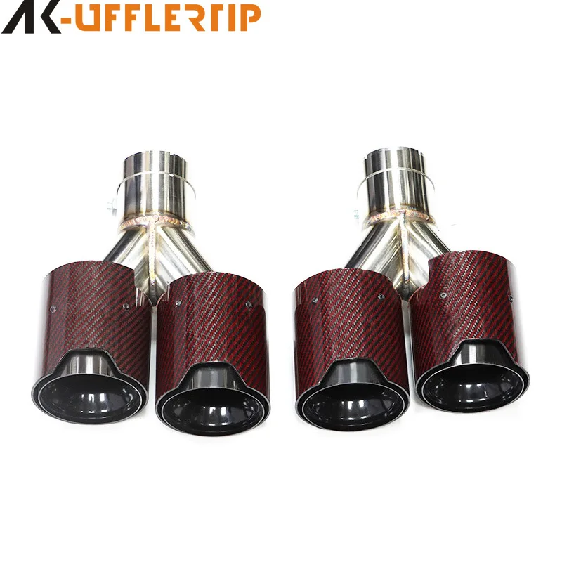 

Suitable for General Motors exhaust pipe modification one out two four out Y type red carbon fiber tail throat tail nozzle cross