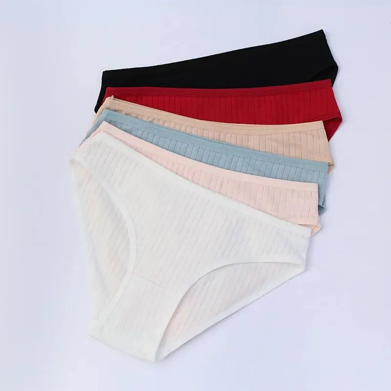 6pcs Pure Cotton Underwear Cute Girl Underwear Medium Waist Large Size Breathable Triangle Women\'s Underwear