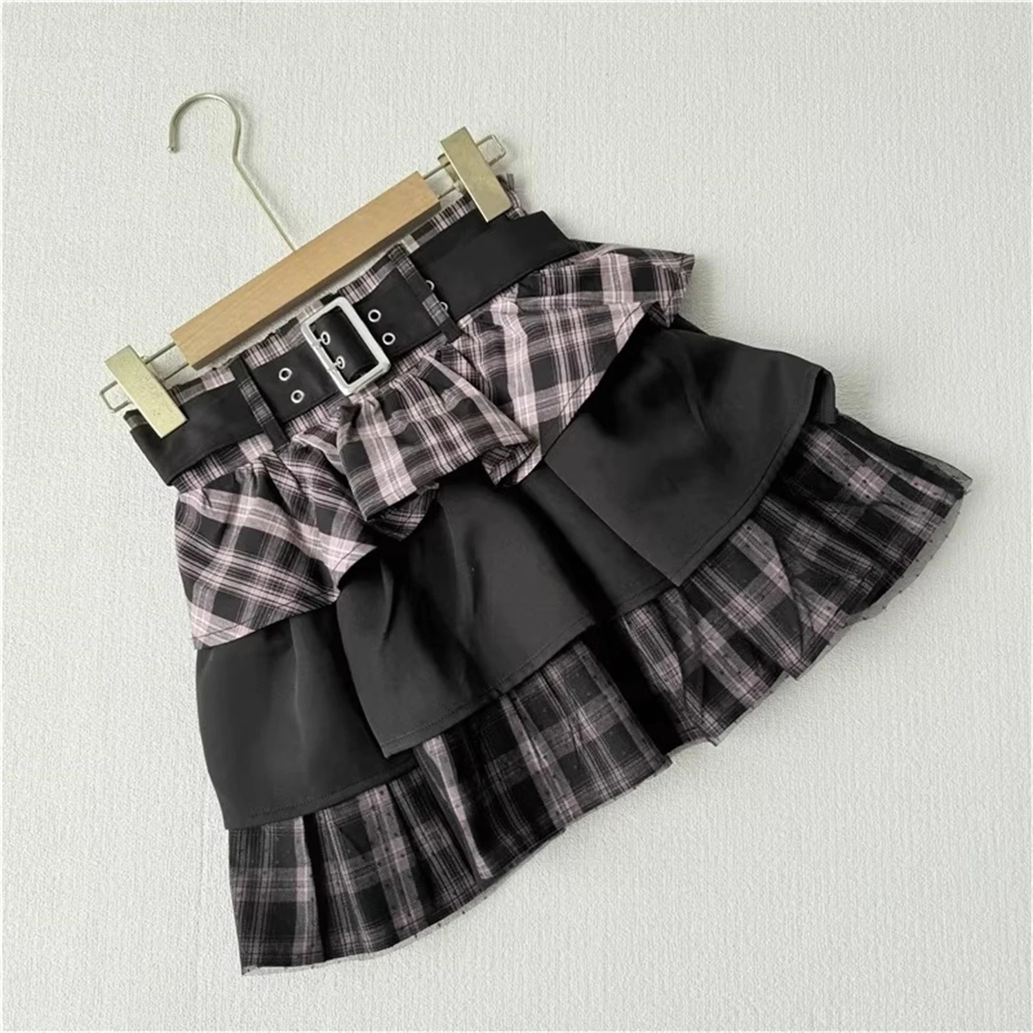 

Japanese Lace Plaid Patchwork Mesh Cake Skirt A-line Ball Gown High Waist Short Faldas Panelled Minority All-match Moda Skirts