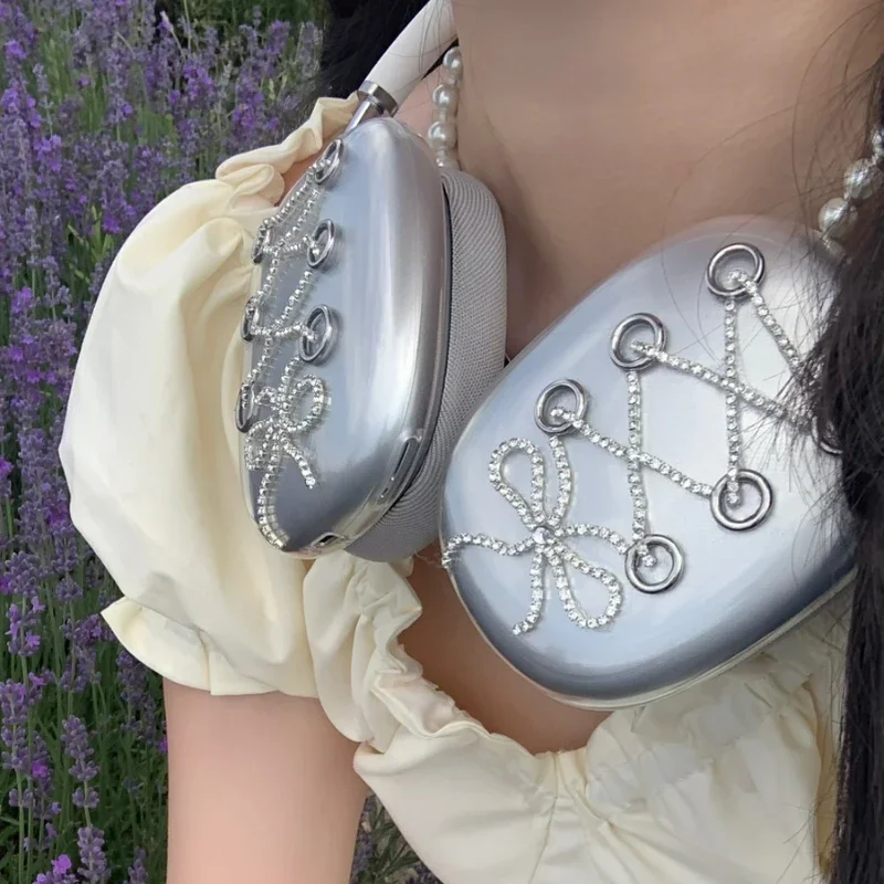 Cute Shining Bow Airpods Max Headphones Case Cover Customized Airpods Cases Fashion Headphones Accessories Decoration Gifts