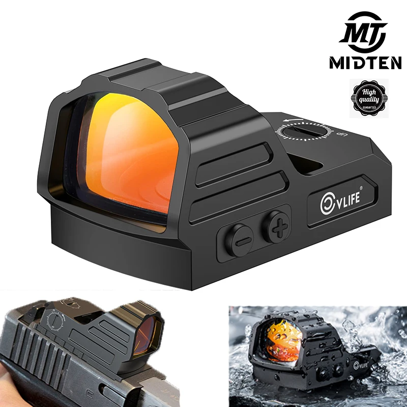 

MidTen For Pistols WolfCovert Mini 2MOA Red Dot Sight With RMR Cut Motion Awake and Adapter Plate MOS