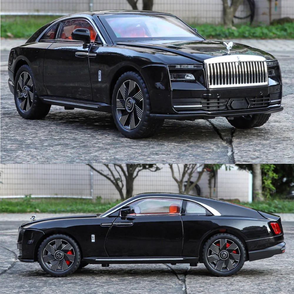 1:24 Rolls Royce Spectre Cars, modelos de juguetes de fundición a presión de aleación, modelo en miniatura extraíble, neumáticos de goma, coche musical ligero, regalos de navidad para niños