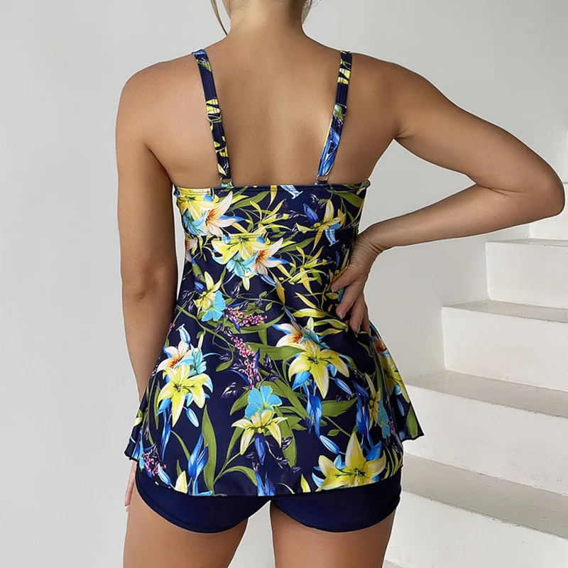 Nowy Print Plus Size stroje kąpielowe damskie duże stroje kąpielowe zestawy Tankini Beach Wear dwuczęściowy strój kąpielowy na basen kobiety strój