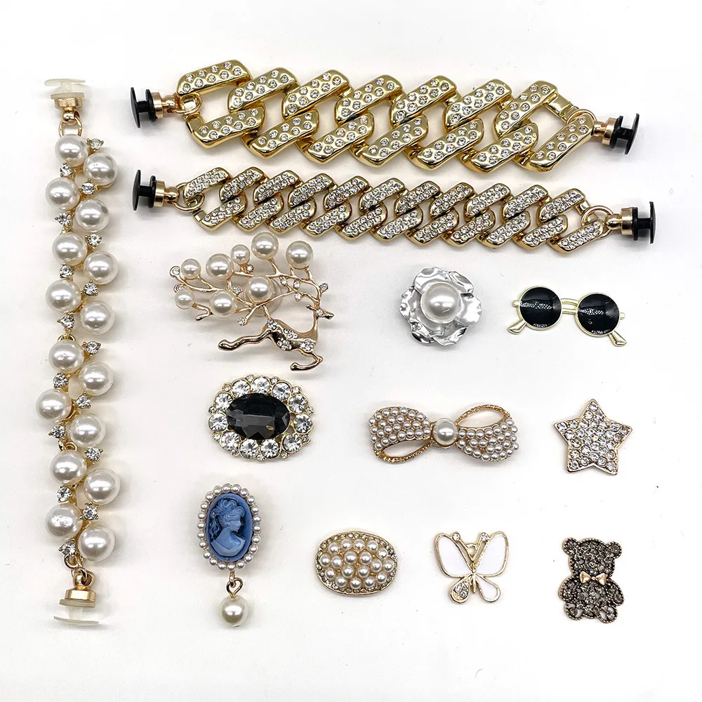 New 1PCS Charms Chain for For Women Diamond Shoes Charm for Shoe Decoration Shoe Clog Sandals Jewelry Shoe Accessories Women Man