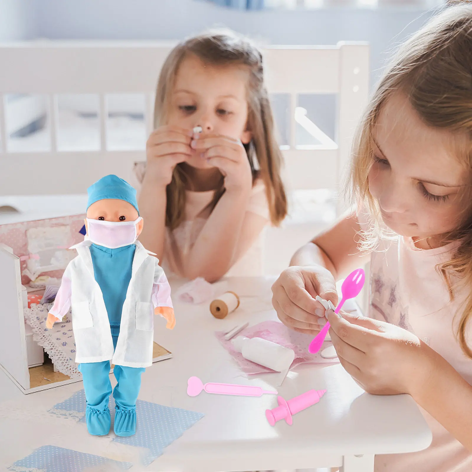 1 set 18-Inch Clothes Nurse Outfit Miniature Coat Accessories Pretend Play Dress-Up Kit For Kids Role-Playing 18-Inch