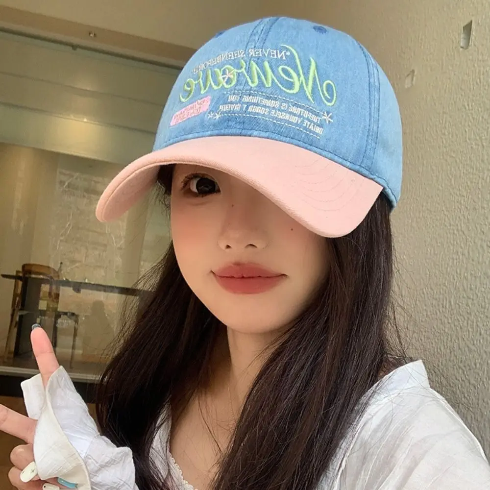 

Fashion Korean Letter Baseball Hat Embroidery Y2k Peaked Cap Visor Denim Snapback Cap Men Women